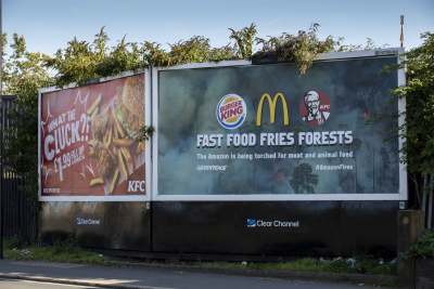 image: billboard fast food fries forests