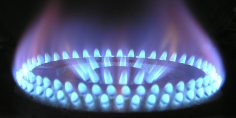 Blue gas flame in circle